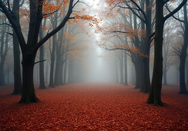Bosco incontaminato durante l'alba autunnale