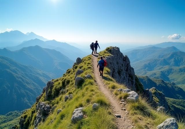 Escursionisti su una cresta montuosa
